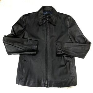 Colebrook & Co.‎ Mens Black Genuine Leather Full Zip Jacket Outerwear